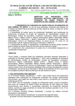 Edital N&ordm; 001/2014 - Prefeitura Municipal de S&atilde;o Gabriel do Oeste
