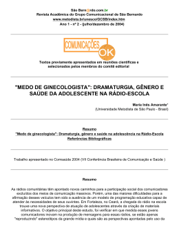 Medo de ginecologista - Universidade Metodista de São Paulo