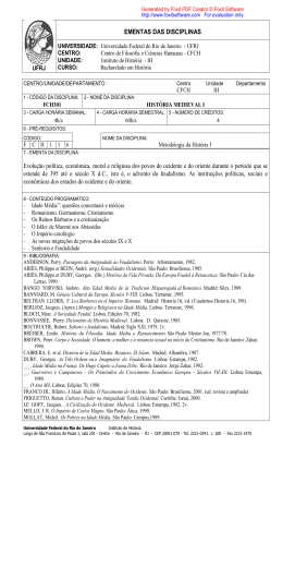 Hist&oacute;ria Medieval I - Instituto de Hist&oacute;ria da Universidade Federal do