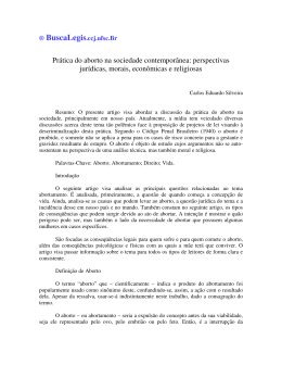 Pr&aacute;tica do aborto na sociedade contempor&acirc;nea: perspectivas