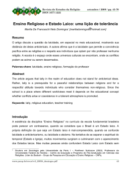 Ensino Religioso e Estado Laico: uma lição de tolerância - PUC-SP