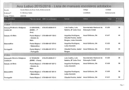 Ano Letivo 2015/2016 - Lista de manuais,k escolares iadotados