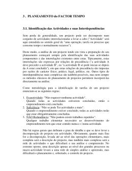 3 . PLANEAMENTO do FACTOR TEMPO 3.1