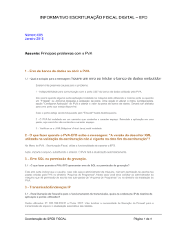 Principais problemas com o PVA - Sistema de Gerenciamento de