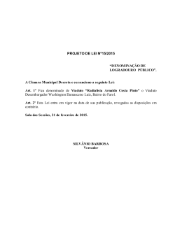 PROJETO DE LEI Nº15/2015 “DENOMINAÇÃO DE LOGRADOURO