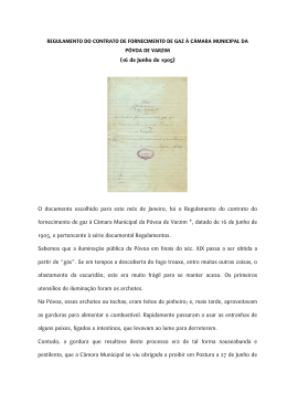 Regulamento do Contrato de Gaz &agrave; C&acirc;mara Municipal