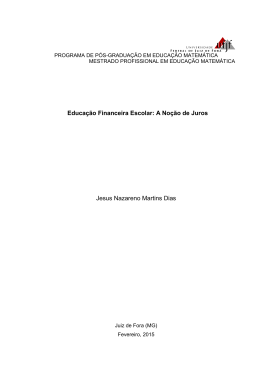 Educa&ccedil;&atilde;o Financeira Escolar: A No&ccedil;&atilde;o de Juros Jesus