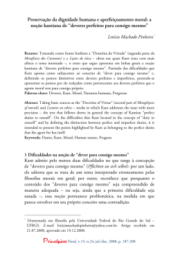 a no&ccedil;&atilde;o kantiana de &ldquo;deveres perfeitos para