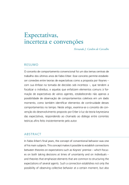 Expectativas, incerteza e conven&ccedil;&otilde;es