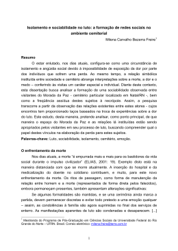 Isolamento e sociabilidade no luto: a forma&ccedil;&atilde;o de