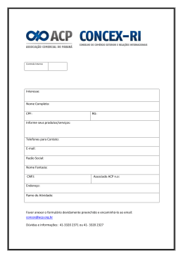 Interesse: Nome Completo: CPF: RG: Informe seus produtos
