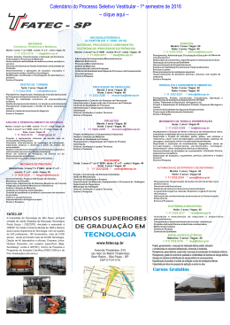 1&ordm; Semestre de 2016 - Inscri&ccedil;&otilde;es de 07/10 at&eacute; &agrave;s 15h do dia