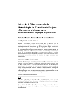 Inicia&ccedil;&atilde;o &agrave; Ci&ecirc;ncia atrav&eacute;s da Metodologia de Trabalho de Projeto