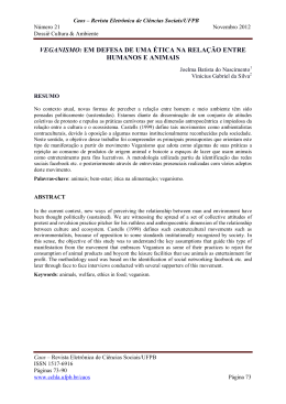 Veganismo: defesa de uma &eacute;tica na rela&ccedil;&atilde;o entre