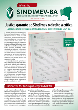 Informe Sindimev &ndash; n.3 - Sindicato dos M&eacute;dicos Veterin&aacute;rios da