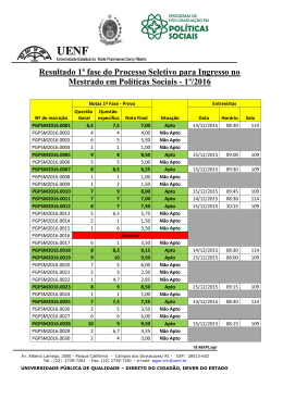 Resultado 1ª Fase Mestrado