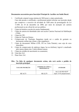 Documentos necess&aacute;rios para Inscri&ccedil;&atilde;o Principal de - CRO-DF
