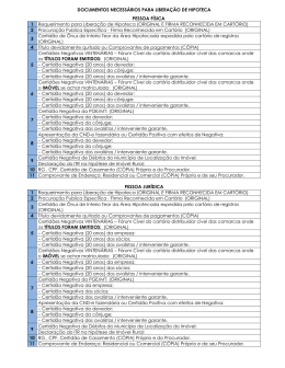 DOCUMENTOS NECESS&Aacute;RIOS PARA LIBERA&Ccedil;&Atilde;O DE