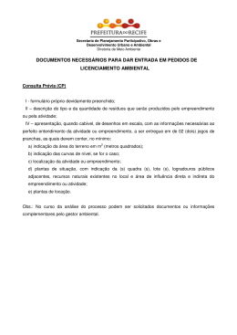 documentos necess&aacute;rios para dar entrada em pedidos de