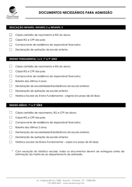Documentos necess&aacute;rios para admiss&atilde;o