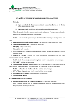 RELAÇÃO DE DOCUMENTOS NECESSÁRIOS PARA POSSE
