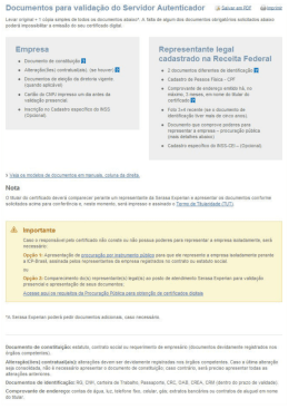 Documentos necess&aacute;rios para valida&ccedil;&atilde;o Certificado Digital &OElig;