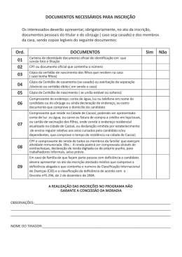 DOCUMENTOS NECESS&Aacute;RIOS PARA INSCRI&Ccedil;&Atilde;O
