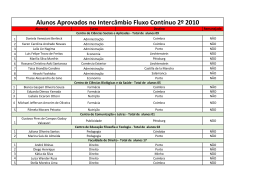 Alunos Aprovados no Interc&acirc;mbio Fluxo Cont&iacute;nuo 2&ordm;