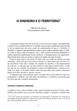 O DINHEIRO E O TERRITÓRIO - Universidade Federal Fluminense