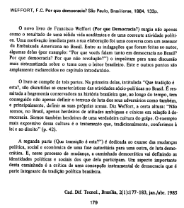 O novo livro de Francisco Weffort - Pesquisa Agropecuária Brasileira