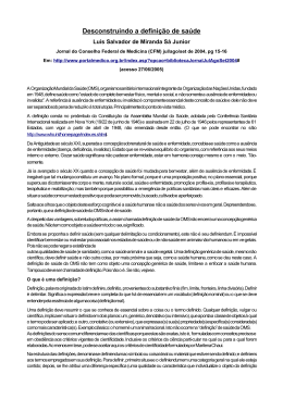 Desconstruindo a defini&ccedil;&atilde;o de sa&uacute;de
