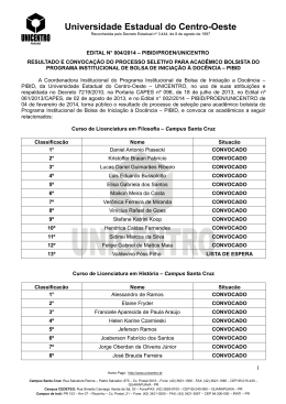 edital n&deg; 004/2014 &ndash; pibid/proen/unicentro