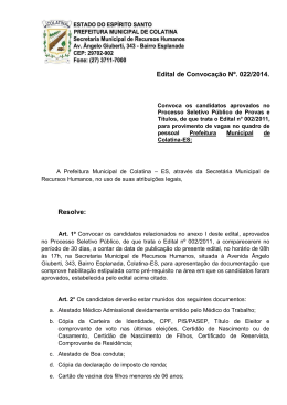 Edital de Convoca&ccedil;&atilde;o N&ordm;. 022/2014. Resolve: