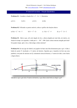 3ª Lista de Exercícios – Função Quadrática