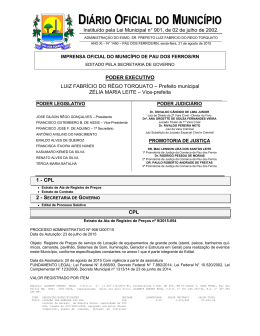 di&aacute;rio oficial do munic&iacute;pio - Prefeitura Municipal de Pau dos Ferros