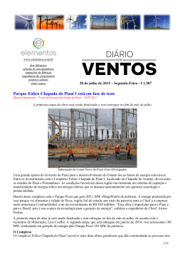 Parque Eólico Chapada do Piauí I está em fase de teste