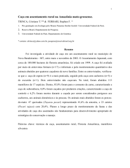 Ca&ccedil;a em assentamento rural na Amaz&ocirc;nia matogrossense