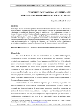 As Pol&iacute;ticas de Desenvolvimento Territorial Rural no