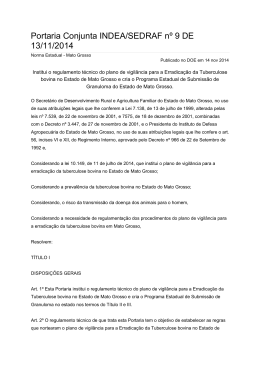 Portaria Conjunta INDEA/SEDRAF n&ordm; 9 DE 13/11/2014