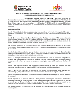 Edital de Inscri&ccedil;&atilde;o do Candidato