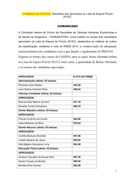 Resultado dos Aprovados na Lista de Espera ProUni 2015/2