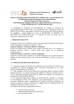 Edital do Processo Seletivo PPGLit 2016