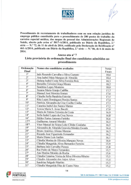 Lista provisória de ordenação final dos candidatos