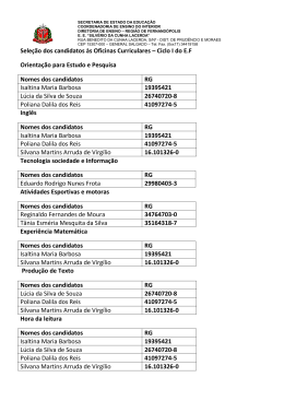 Sele&ccedil;&atilde;o dos candidatos &agrave;s Oficinas Curriculares