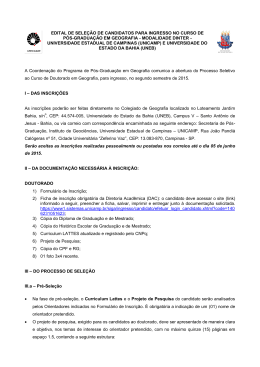 Edital de Sele&ccedil;&atilde;o de Candidatos para - IGEO