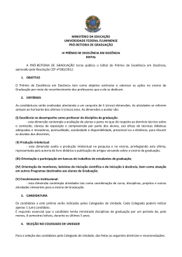 IV Prêmio de Excelência em Docência - Edital