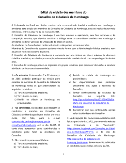 Edital de elei&ccedil;&atilde;o dos membros do Conselho de Cidadania de