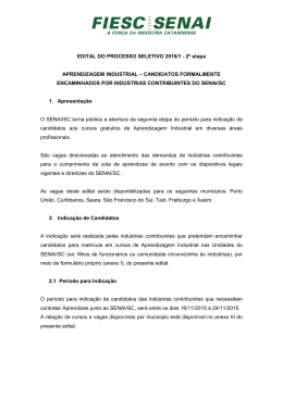 EDITAL DO PROCESSO SELETIVO 2016/1 - 2&ordf; etapa