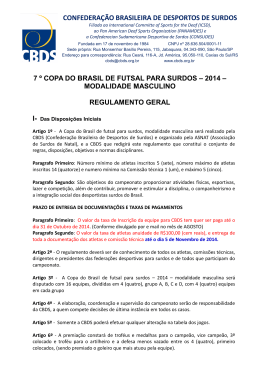 Regulamento - Copa do Brasil de Futsal 2014 para Surdos