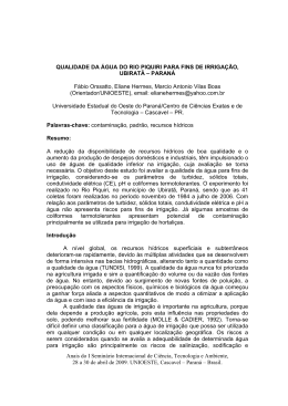 qualidade da &aacute;gua do rio piquiri para fins de irriga&ccedil;&atilde;o